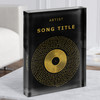 Black & Gold Vinyl Record Any Song Lyric Acrylic Block