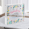 Grandma Makes The World A Better Place Flower Frame Square Acrylic Block