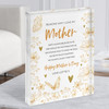 Reasons Why I Love My Mother List Gold Flowers Butterflies Gift Acrylic Block