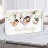 Our Family Photo Hearts X3 White Gold & Floral Personalised Gift Acrylic Block
