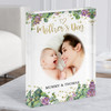 Purple Floral & Gold Mothers Day Photo Personalised Gift Acrylic Block