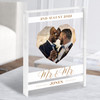 Mr & Mr Wedding Day Geometric Heart Photo Personalised Gift Acrylic Block