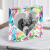 Vibrant Floral Photo Heart Square Personalised Gift Acrylic Block