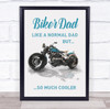 Biker Dad Motorbike Painted Blue Black Cool Dad Personalised Wall Art Gift Print