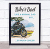 Biker Dad Sports Motorbike Painted Blue Black Cool Dad Personalised Gift Print