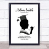 Black And White Silhouette Of Man With Graduation Hat Personalised Gift Print