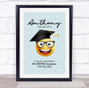Blue Background Graduate Male Emoji Graduation Personalised Wall Art Gift Print