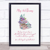 Watercolours Books And Flowers Teacher Poem Personalised Wall Art Gift Print