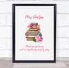 Watercolours Books And Pink Roses Teacher Poem Personalised Wall Art Gift Print
