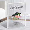 Graduation Cap And Pink Flowers Congratulations Personalised Gift Acrylic Block