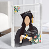 Dark Hair Graduation Girl With Diploma Personalised Gift Acrylic Block
