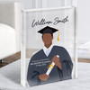 Dark Skin Graduation Boy With Diploma Personalised Gift Acrylic Block