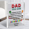 Dad You Are My Superhero Personalised Dad Father's Day Gift Acrylic Block
