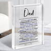 Dad List Of Words Personalised Dad Father's Day Gift Acrylic Block