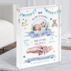 New Baby Birth Details Nursery Christening Banner Blue Photo Gift Acrylic Block