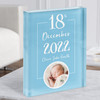 New Baby Birth Details Nursery Christening Date Blue Photo Gift Acrylic Block
