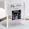 Baby Scan Picture Photo Pregnancy Gender Reveal Girl Keepsake Gift Acrylic Block