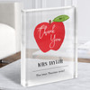 Thank You Teacher Apple Watercolour Personalised Gift Acrylic Block