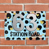 Dalmatian Print Gold Heart Sky Blue 3D Modern Acrylic Door Number House Sign