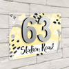 Abstract Scrapbook Summer Yellow 3D Modern Acrylic Door Number House Sign