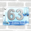 Boat Sailboat Coastal Sea Blue 3D Modern Acrylic Door Number House Sign