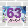 Hummingbird Pretty Blue Purple 3D Modern Acrylic Door Number House Sign