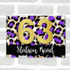 Purple & Leopard Print & Gold 3D Modern Acrylic Door Number House Sign