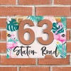 Tropical Floral Flamingo 3D Modern Acrylic Door Number House Sign