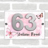 Butterfly Pink Polkadot 3D Modern Acrylic Door Number House Sign