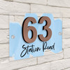 Paint Effect Wash Blue 3D Modern Acrylic Door Number House Sign