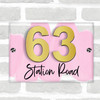 Paint Effect Wash Pink 3D Modern Acrylic Door Number House Sign