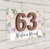 Flowers Floral Pink 3D Modern Acrylic Door Number House Sign