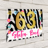 Zebra Print Floral 3D Modern Acrylic Door Number House Sign