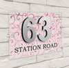 Pink Swirls 3D Modern Acrylic Door Number House Sign