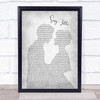 Kenny Chesney Me And You Grey Song Lyric Man Lady Bride Groom Wedding Print - Or Any Song You Choose