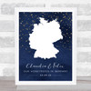 Germany Special Date Midnight Watercolour Sparkles Personalised Gift Print