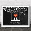 Love Birds Couple Special Date Heart Chalk Effect Personalised Gift Print