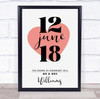 Red Heart Anniversary Wedding Date Couple Name Personalised Gift Print