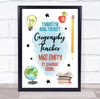 Thanks For Being The Best Geography Teacher Science Personalised Gift Print