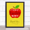 The Very Best Teacher Apple Typographic Yellow Red Personalised Gift Print