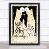 Theatrical Wedding Name Date Gatsby Vintage Foliage Personalised Gift Print