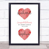 Wedding Day Married Two Love Heart Names Painted Red Personalised Gift Print