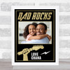 Dad Rocks Photo Daddy Guitar Gold Black Personalised Gift Print