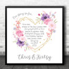 Square Our Story Pink Flowers Heart Special Couple Love Personalised Gift Print