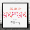 Square Watercolour Red Heart Anniversary Wedding Date Personalised Gift Print