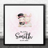 Square Wedding Bunnies Anniversary Pink Wedding Date Personalised Gift Print