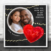 Black Red Chalk Heart Stepdad Photo Gold Square Personalised Gift Print