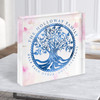 Family Tree Of Life Blue Watercolour Blossom Square Gift Acrylic Block