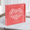 Square Red Background Ornament Heart Anniversary Personalised Gift Acrylic Block