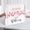 Square Watercolour Red Heart Anniversary Wedding Date Gift Acrylic Block